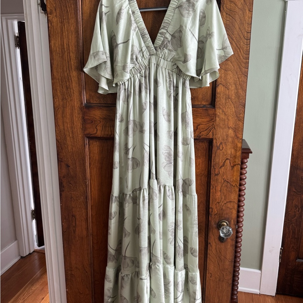 PinkBlush Sage Floral Maternity Maxi Dress